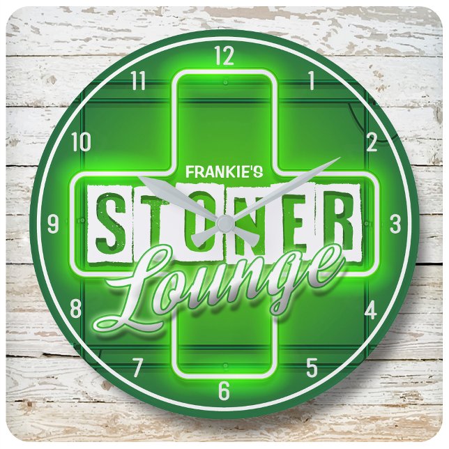 Personlig NAMN Faux Neon Stoner Lounge Pub Stor Klocka (Skapare uppladdad)
