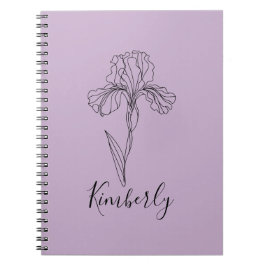 Personlig namn februari iris Birtud Flower Anteckningsbok