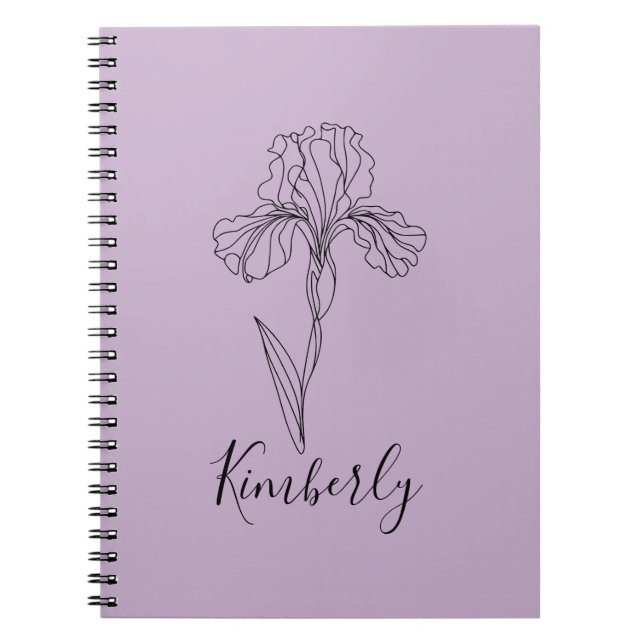 Personlig namn februari iris Birtud Flower Anteckningsbok (Framsidan)