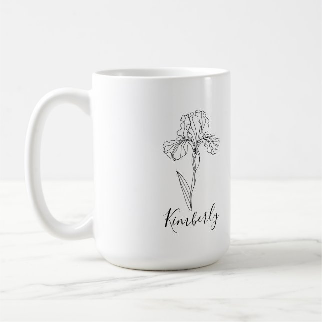Personlig namn februari iris Birtud Flower Kaffemugg (Vänster)