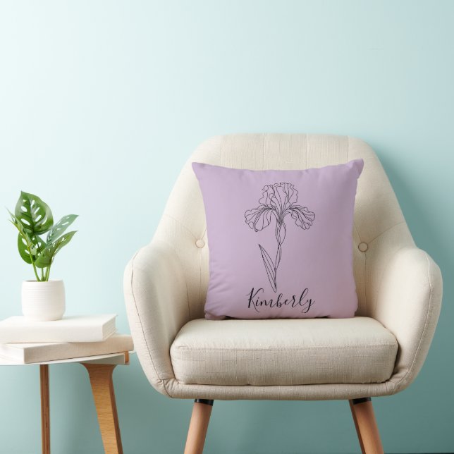 Personlig namn februari iris Birtud Flower Kudde (Stol)