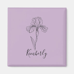 Personlig namn februari iris Birtud Flower Magnet