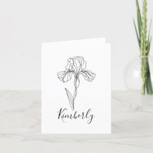 Personlig namn februari iris Birtud Flower Tack Kort