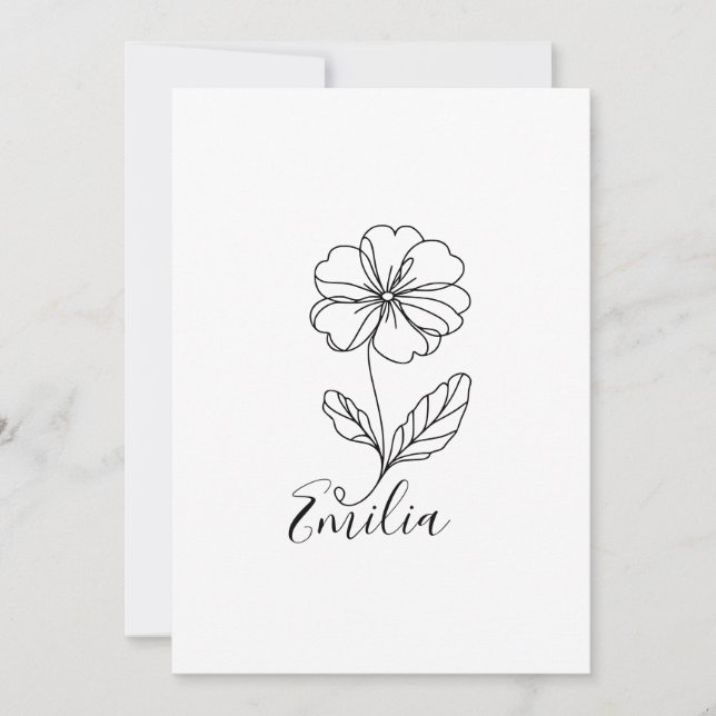 Personlig namn februari, primrose Birkelblomma Inbjudningar (Framsida)