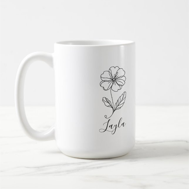 Personlig namn februari, primrose Birkelblomma Kaffemugg (Vänster)