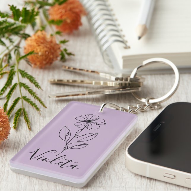 Personlig namn februari violett Birth Flower (Högra Framsidan)