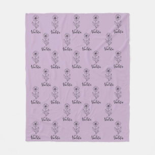 Personlig namn februari violett Birth Flower Fleecefilt