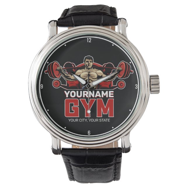 Personlig NAMN Fitness Hem GYM Weight Lyft Armbandsur (Framsida)