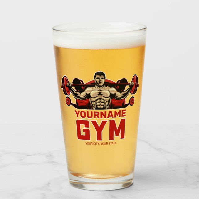 Personlig NAMN Fitness Hem GYM Weight Lyft Glaskopp (Framsida fylld)