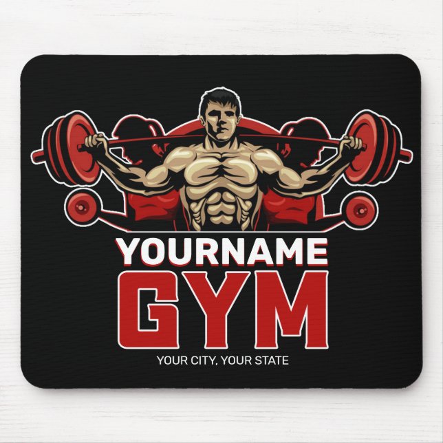 Personlig NAMN Fitness Hem GYM Weight Lyft Musmatta (Framsidan)