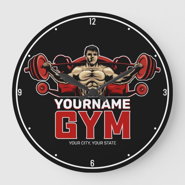 Personlig NAMN Fitness Hem GYM Weight Lyft Stor Klocka (Framsida)