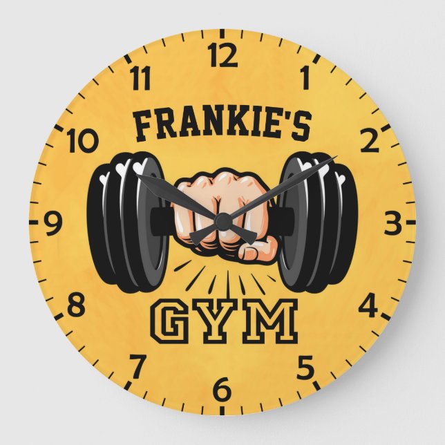 Personlig NAMN Fitness Trainer GYM Anpassningsbar Stor Klocka (Framsida)