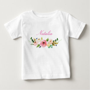 Personlig Namn Flicka Vattenfärgsfärg Blommigt-7 T-shirt