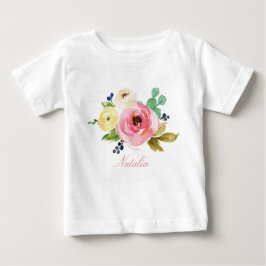 Personlig Namn Flicka Vattenfärgsfärgad Blommigt-4 Tee Shirt