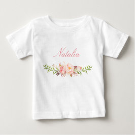 Personlig Namn Flicka Watercolor Blommigt-12 T Shirt