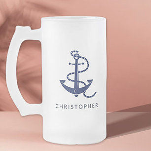 Personlig Namn flotta Anchor Nautical Frostat Ölglas