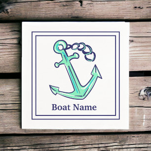 Personlig Namn flottans Grönt Anchor Nautical Pappersservett