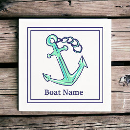 Personlig Namn flottans Grönt Anchor Nautical Pappersservett