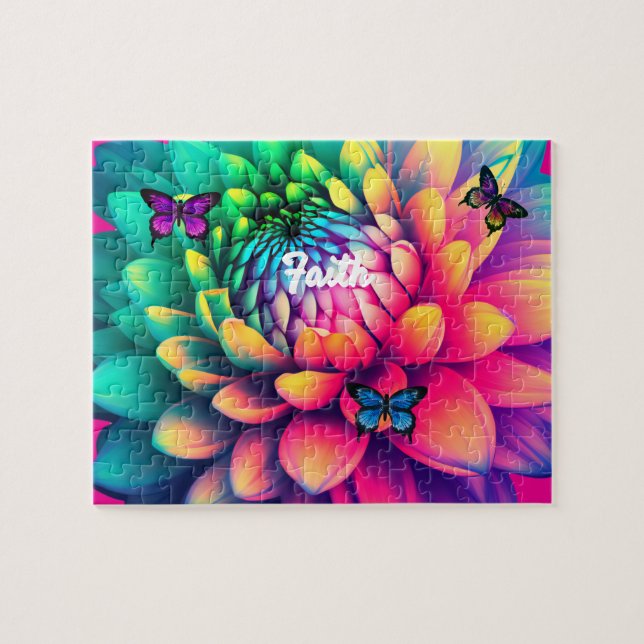 Personlig namn Flower Pussel (Horisontell)