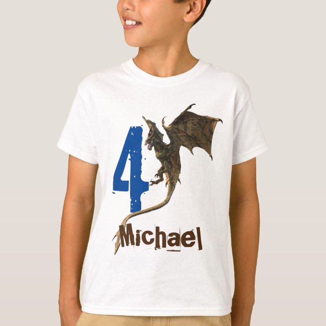 Personlig namn - Flygande draken Fantasy T Shirt (Framsida)