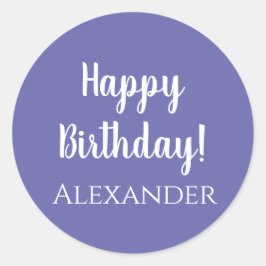 Personlig Namn födelsedag Lila Grattis på födelsed Runt Klistermärke