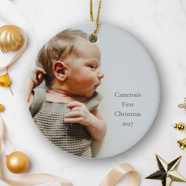 Personlig Namn Första jul-fotot i Baby Julgransprydnad Keramik (Skapare uppladdad)