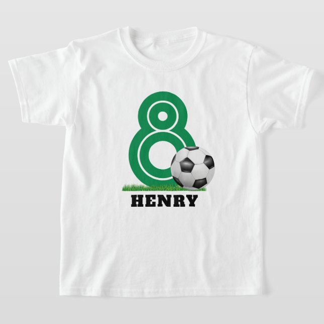 Personlig Namn fotboll Boy Birthday T Shirt (Laydown)