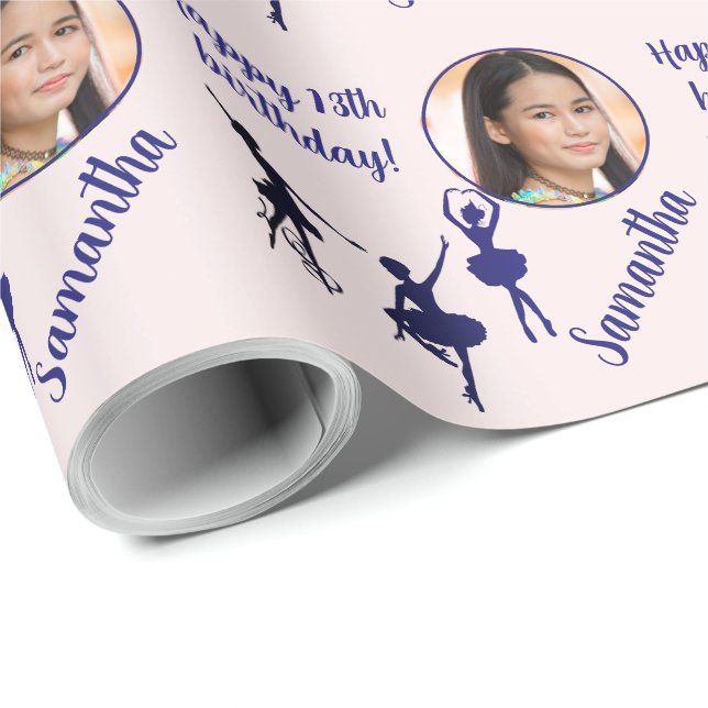 Personlig Namn fotoålder Ballet födelsedag Presentpapper (Rullad Hörn)