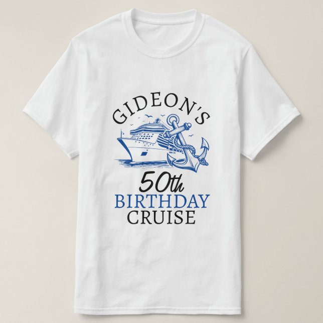 Personlig Namn Frakt Anchor Cruise Birthday T Shirt (Design framsida)