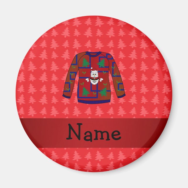 Personlig namn ful christmas sweater magnet (Framsidan)