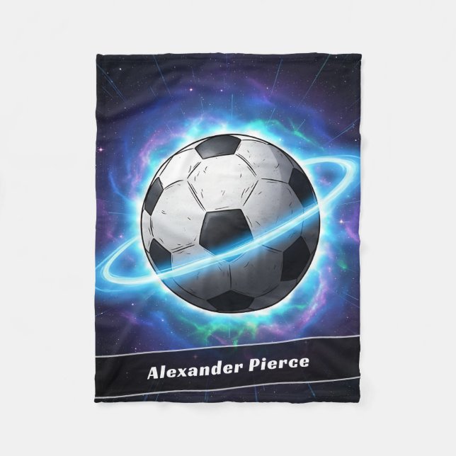 Personlig Namn Galaxy Soccer Planet Fleecefilt (Framsidan)