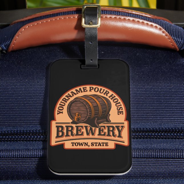Personlig NAMN Gamla ekfat Beer Keg Brewery Bagagebricka (Framsida Insitu 2)