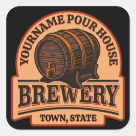 Personlig NAMN Gamla ekfat Beer Keg Brewery Fyrkantigt Klistermärke