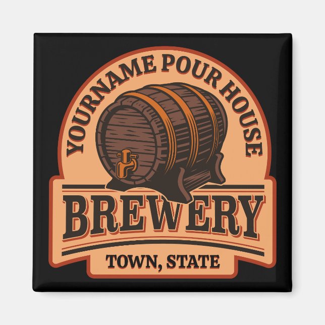 Personlig NAMN Gamla ekfat Beer Keg Brewery Magnet (Framsidan)