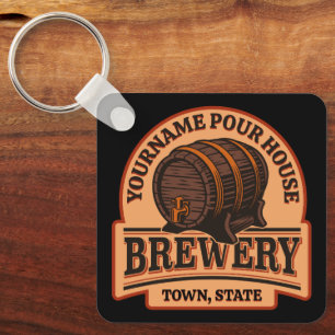 Personlig NAMN Gamla ekfat Beer Keg Brewery Nyckelring