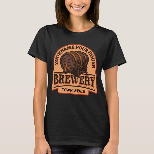 Personlig NAMN Gamla ekfat Beer Keg Brewery T Shirt (Framsida)