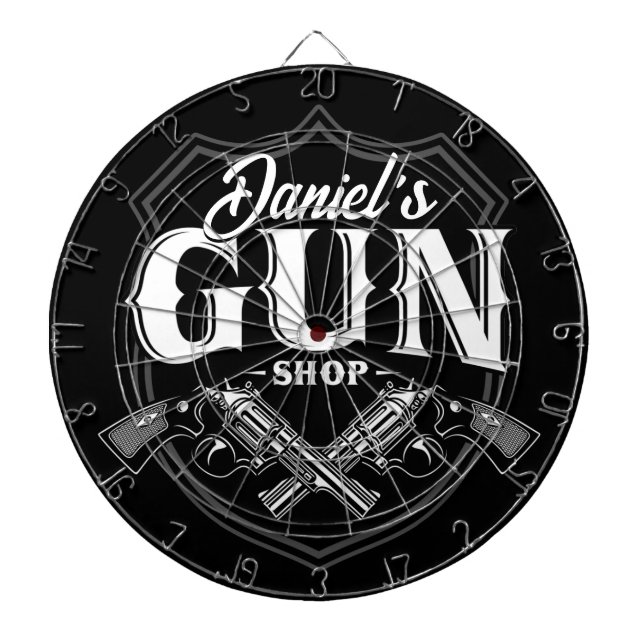 Personlig NAMN Gamla revolvers Gun Shop-skjutvapen Darttavla (Framsidan)
