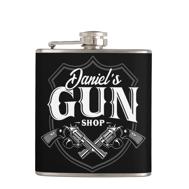 Personlig NAMN Gamla revolvers Gun Shop-skjutvapen Fickplunta (Framsidan)