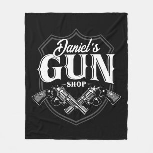 Personlig NAMN Gamla revolvers Gun Shop-skjutvapen Fleecefilt