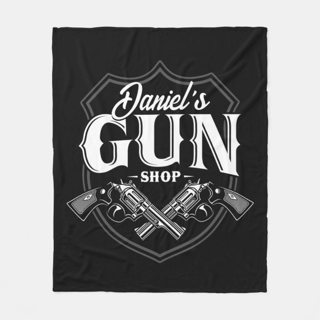 Personlig NAMN Gamla revolvers Gun Shop-skjutvapen Fleecefilt (Framsidan)