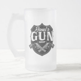 Personlig NAMN Gamla revolvers Gun Shop-skjutvapen Frostat Ölglas