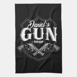 Personlig NAMN Gamla revolvers Gun Shop-skjutvapen Kökshandduk