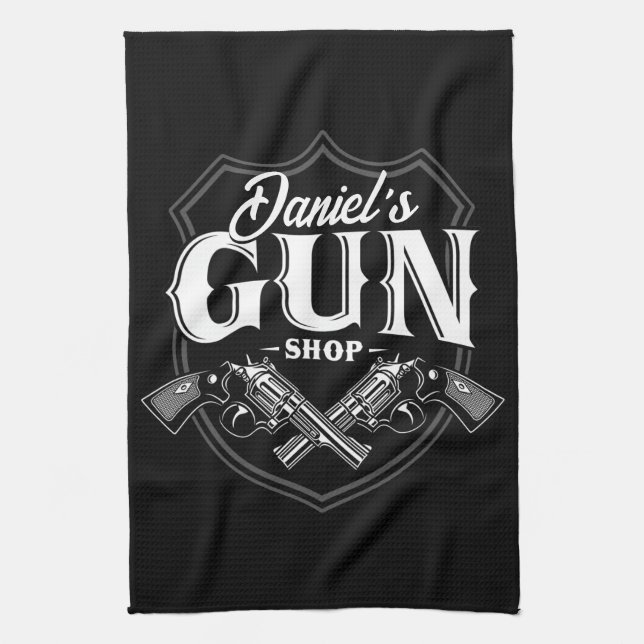Personlig NAMN Gamla revolvers Gun Shop-skjutvapen Kökshandduk (Vertikal)