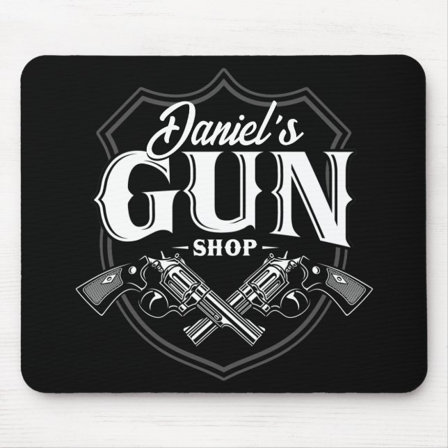 Personlig NAMN Gamla revolvers Gun Shop-skjutvapen Musmatta (Framsidan)