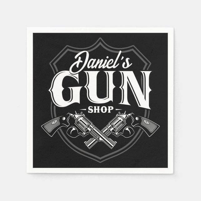 Personlig NAMN Gamla revolvers Gun Shop-skjutvapen Pappersservett (Framsidan)