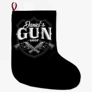 Personlig NAMN Gamla revolvers Gun Shop-skjutvapen Stor Julstrumpa