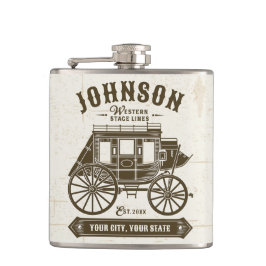 Personlig NAMN Gamla Westerna stagecoach Carriage Fickplunta