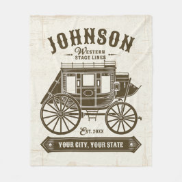 Personlig NAMN Gamla Westerna stagecoach Carriage Fleecefilt