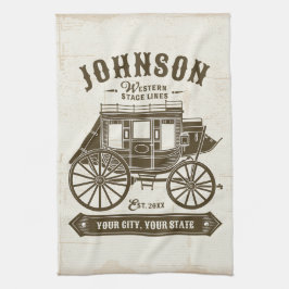 Personlig NAMN Gamla Westerna stagecoach Carriage Kökshandduk