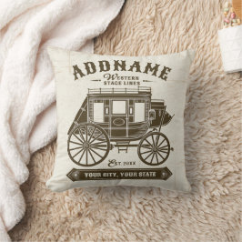 Personlig NAMN Gamla Westerna stagecoach Carriage Kudde